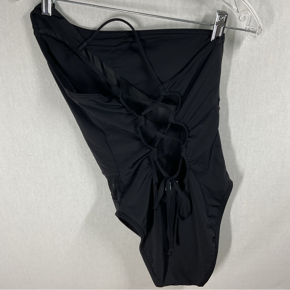 Sunsets One Shoulder Black Swimsuit with Mesh in Size Medium - Picture 3 of 8